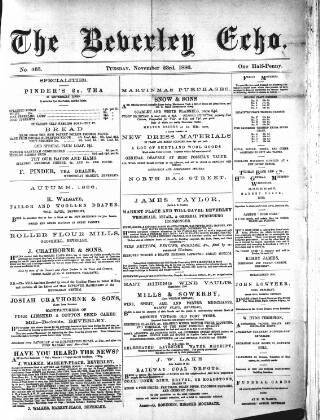 cover page of Beverley Echo published on November 23, 1886