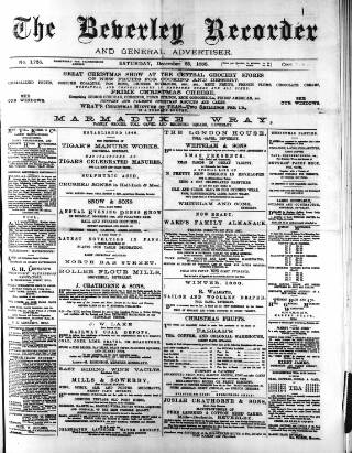 cover page of Beverley and East Riding Recorder published on December 25, 1886