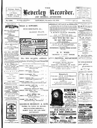 cover page of Beverley and East Riding Recorder published on November 23, 1901