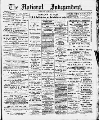 cover page of National Independent and People's Advocate published on January 26, 1889