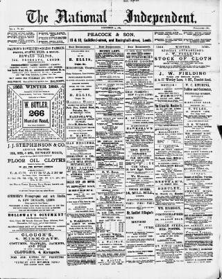 cover page of National Independent and People's Advocate published on December 14, 1889