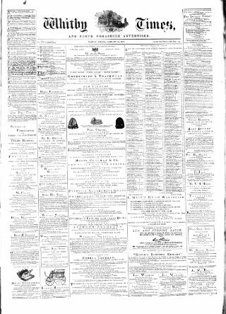 cover page of Whitby Times, and North Yorkshire Advertiser published on January 26, 1877