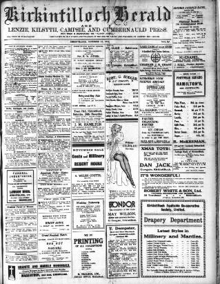 cover page of Kirkintilloch Herald published on November 23, 1938