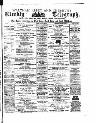 cover page of Waltham Abbey and Cheshunt Weekly Telegraph published on January 26, 1883