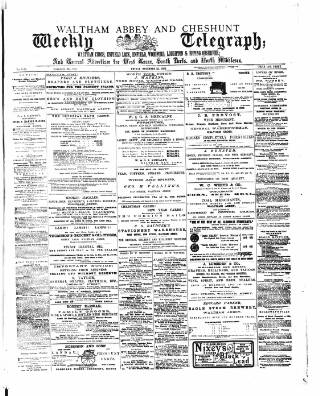 cover page of Waltham Abbey and Cheshunt Weekly Telegraph published on November 23, 1883