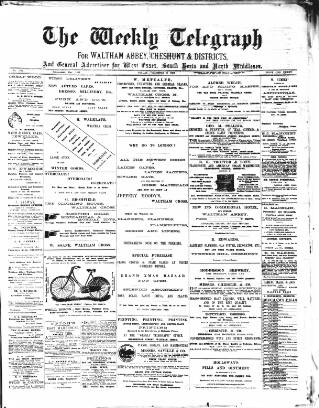 cover page of Waltham Abbey and Cheshunt Weekly Telegraph published on December 25, 1896