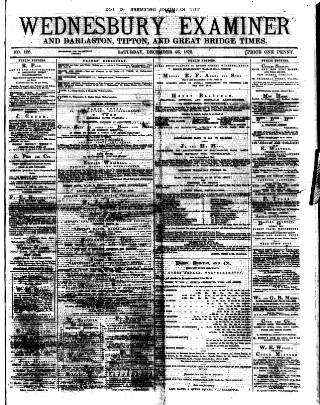 cover page of Midland Examiner and Times published on December 25, 1875