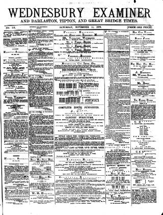 cover page of Midland Examiner and Times published on November 11, 1876