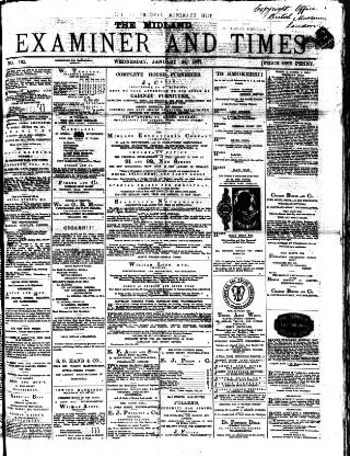 cover page of Midland Examiner and Times published on January 24, 1877