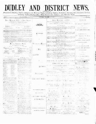 cover page of Dudley and District News published on December 25, 1880