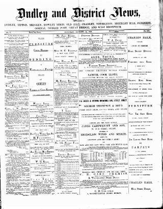 cover page of Dudley and District News published on January 26, 1884