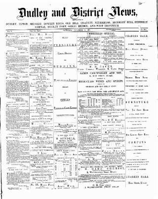 cover page of Dudley and District News published on November 8, 1884