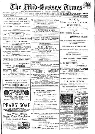 cover page of Mid Sussex Times published on December 25, 1888