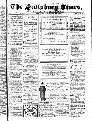 cover page of The Salisbury Times published on November 23, 1878