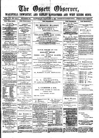 cover page of Ossett Observer published on January 9, 1886