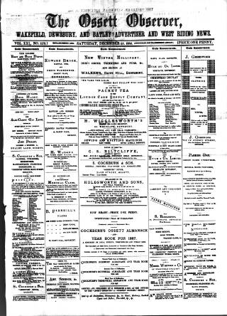 cover page of Ossett Observer published on December 25, 1886