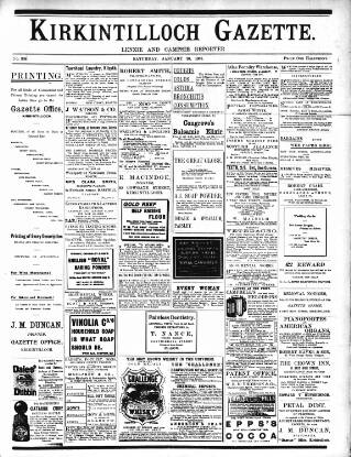 cover page of Kirkintilloch Gazette published on January 26, 1901