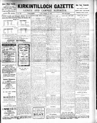 cover page of Kirkintilloch Gazette published on December 25, 1925