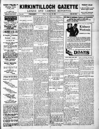 cover page of Kirkintilloch Gazette published on November 23, 1934