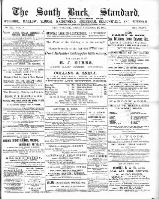 cover page of South Bucks Standard published on November 23, 1894