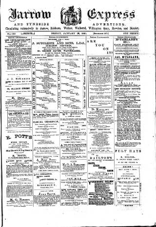 cover page of Jarrow Express published on January 26, 1883