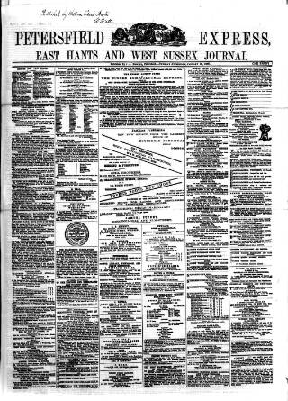 cover page of Petersfield Express published on January 26, 1869