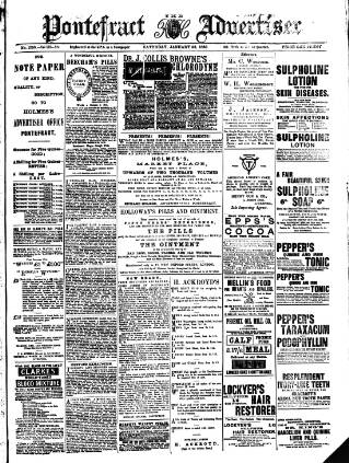 cover page of Pontefract Advertiser published on January 26, 1889