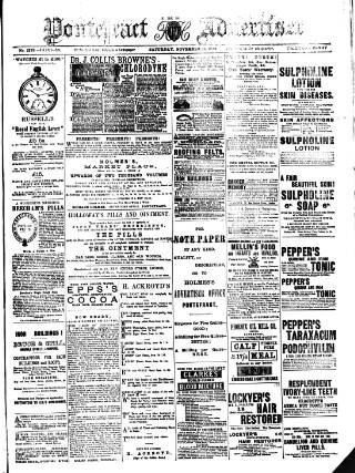 cover page of Pontefract Advertiser published on November 23, 1889