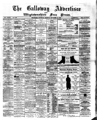 cover page of Galloway Advertiser and Wigtownshire Free Press published on November 23, 1882