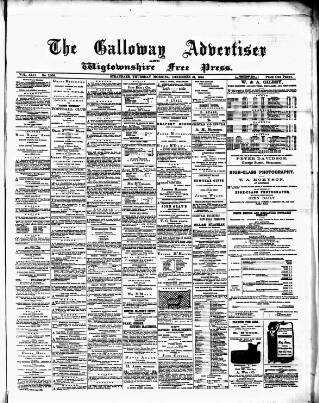 cover page of Galloway Advertiser and Wigtownshire Free Press published on December 31, 1885