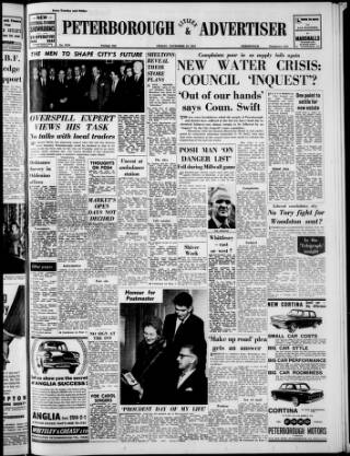 cover page of Peterborough Advertiser published on November 23, 1962