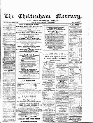 cover page of Cheltenham Mercury published on November 23, 1872