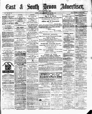 cover page of East & South Devon Advertiser. published on January 26, 1878