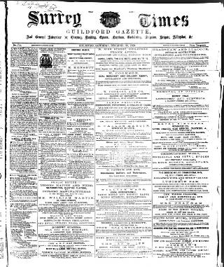 cover page of West Surrey Times published on December 25, 1869