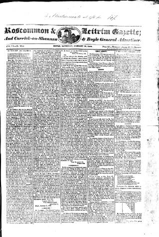 cover page of Roscommon & Leitrim Gazette published on January 26, 1828