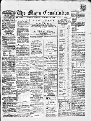 cover page of Mayo Constitution published on November 23, 1869