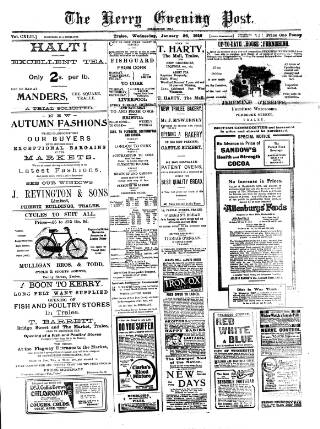 cover page of Kerry Evening Post published on January 26, 1916