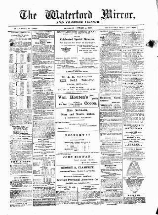 cover page of Waterford Mirror and Tramore Visitor published on January 26, 1888