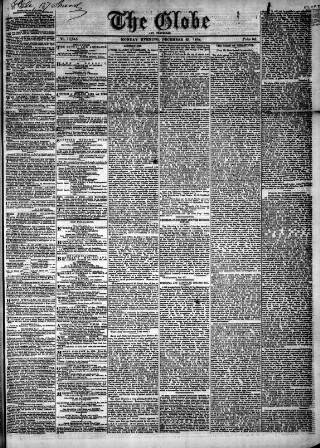 cover page of Globe published on December 25, 1854