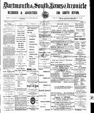 cover page of Dartmouth & South Hams chronicle published on December 25, 1903