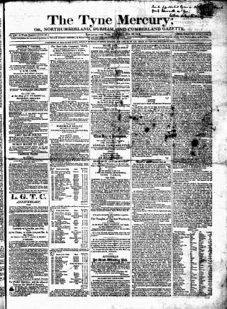 cover page of Tyne Mercury; Northumberland and Durham and Cumberland Gazette published on November 23, 1819