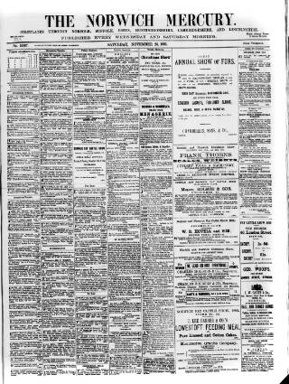 cover page of Norwich Mercury published on November 23, 1889