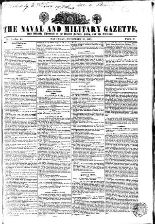 cover page of Naval & Military Gazette and Weekly Chronicle of the United Service published on November 23, 1833