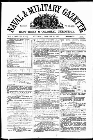 cover page of Naval & Military Gazette and Weekly Chronicle of the United Service published on January 26, 1867