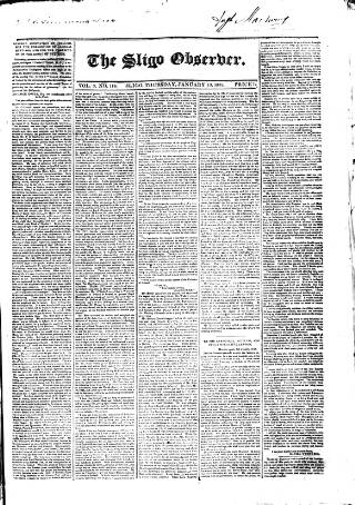 cover page of Sligo Observer published on January 13, 1831