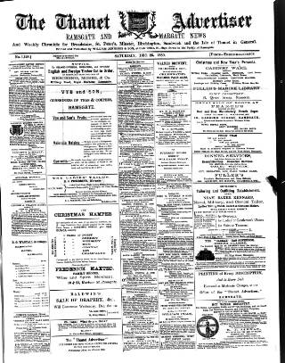 cover page of Thanet Advertiser published on December 25, 1880