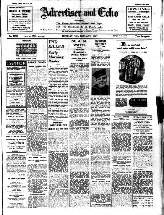 cover page of Thanet Advertiser published on January 26, 1943