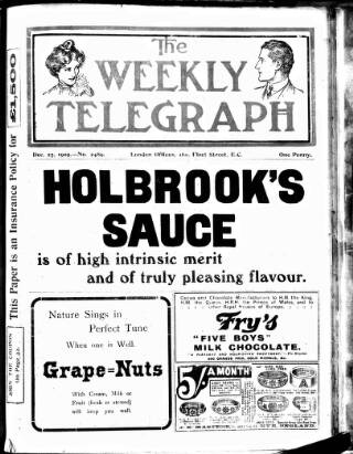 cover page of Sheffield Weekly Telegraph published on December 25, 1909