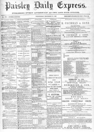 cover page of Paisley Daily Express published on December 25, 1895