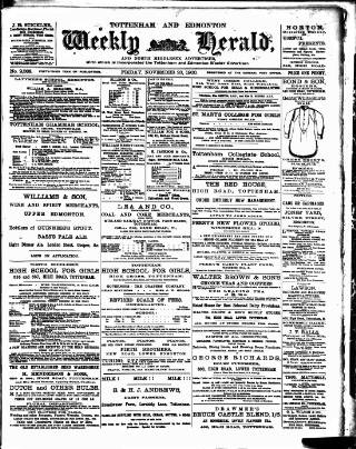 cover page of Tottenham and Edmonton Weekly Herald published on November 23, 1900